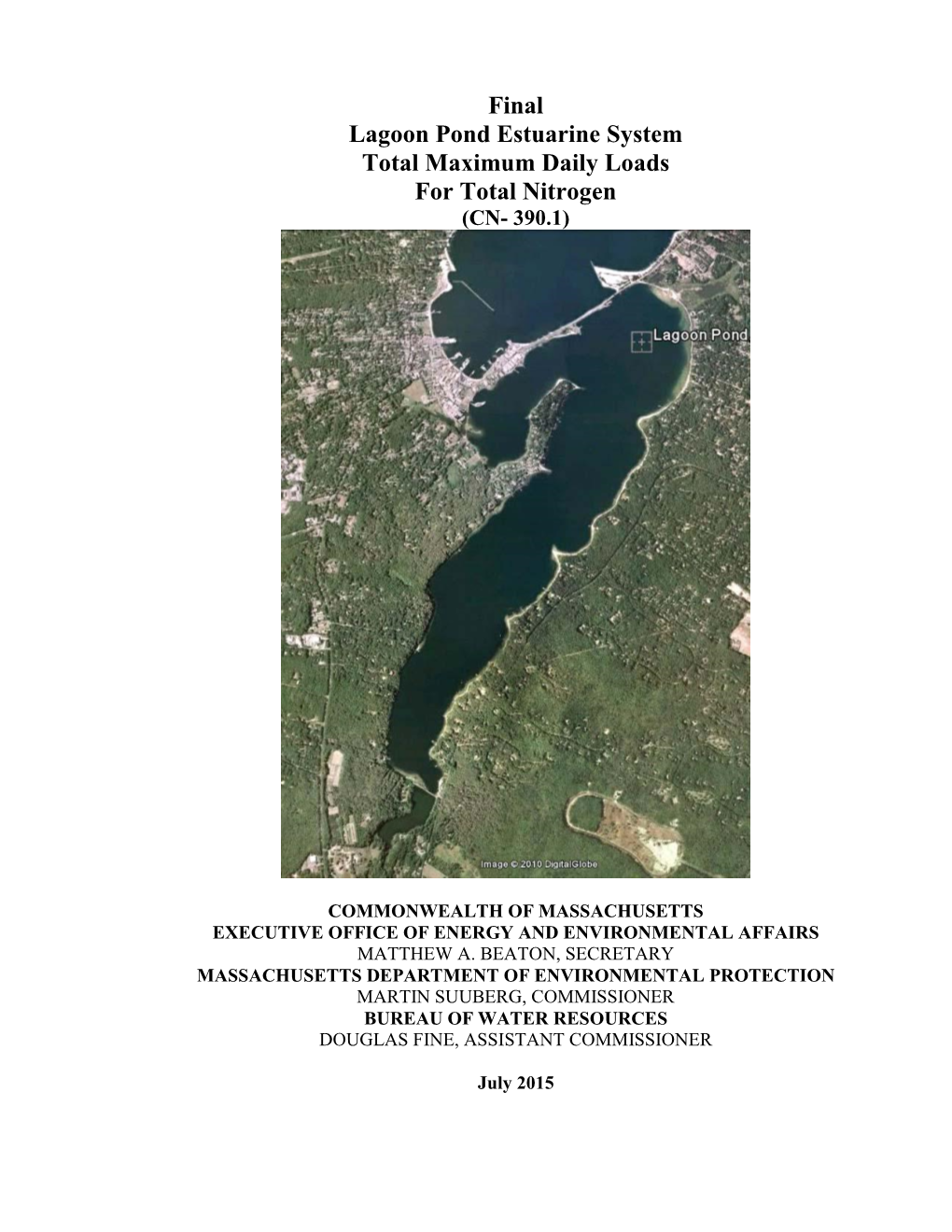 Final Lagoon Pond Estuarine System Total Maximum Daily Loads for Total Nitrogen (CN- 390.1)