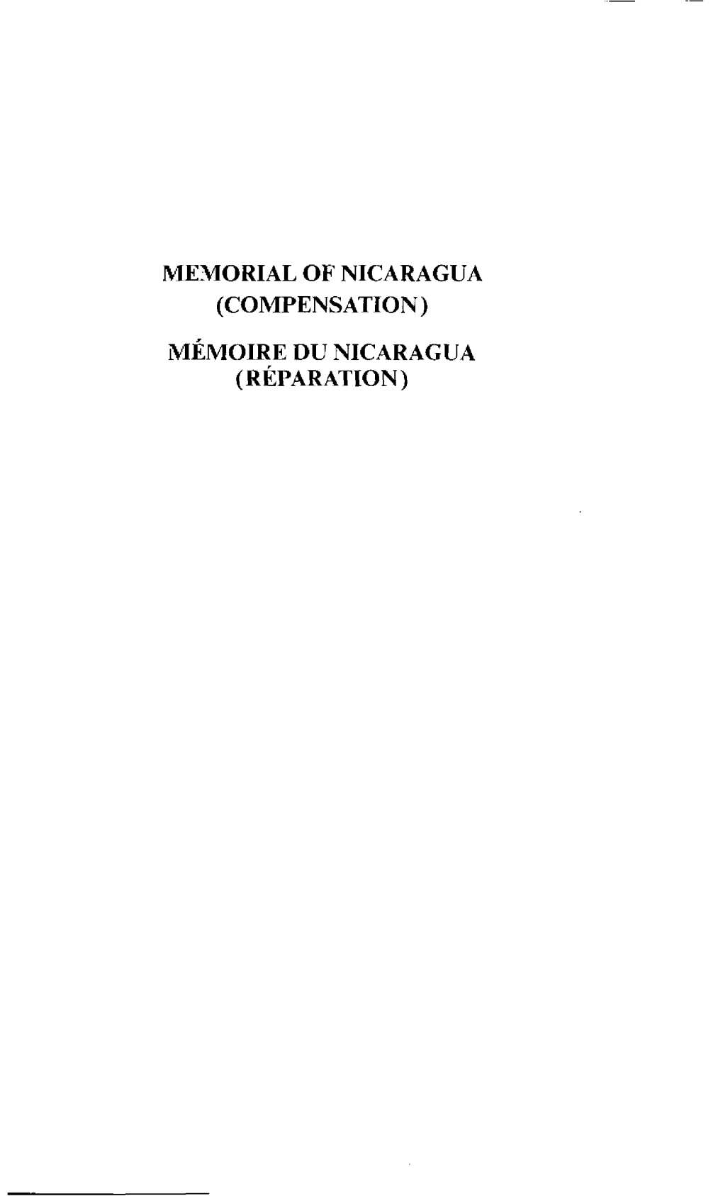 Niemorial of Nicaragua (Compensation) Introduction