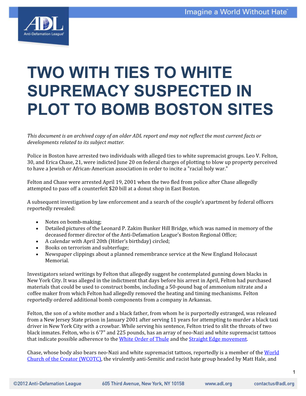 Two with Ties to White Supremacy Suspected in Plot to Bomb Boston Sites