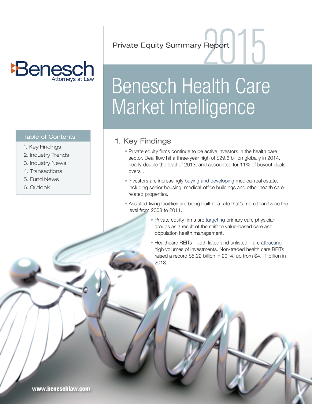 Private Equity Summary 2015Report Benesch Health Care Market Intelligence