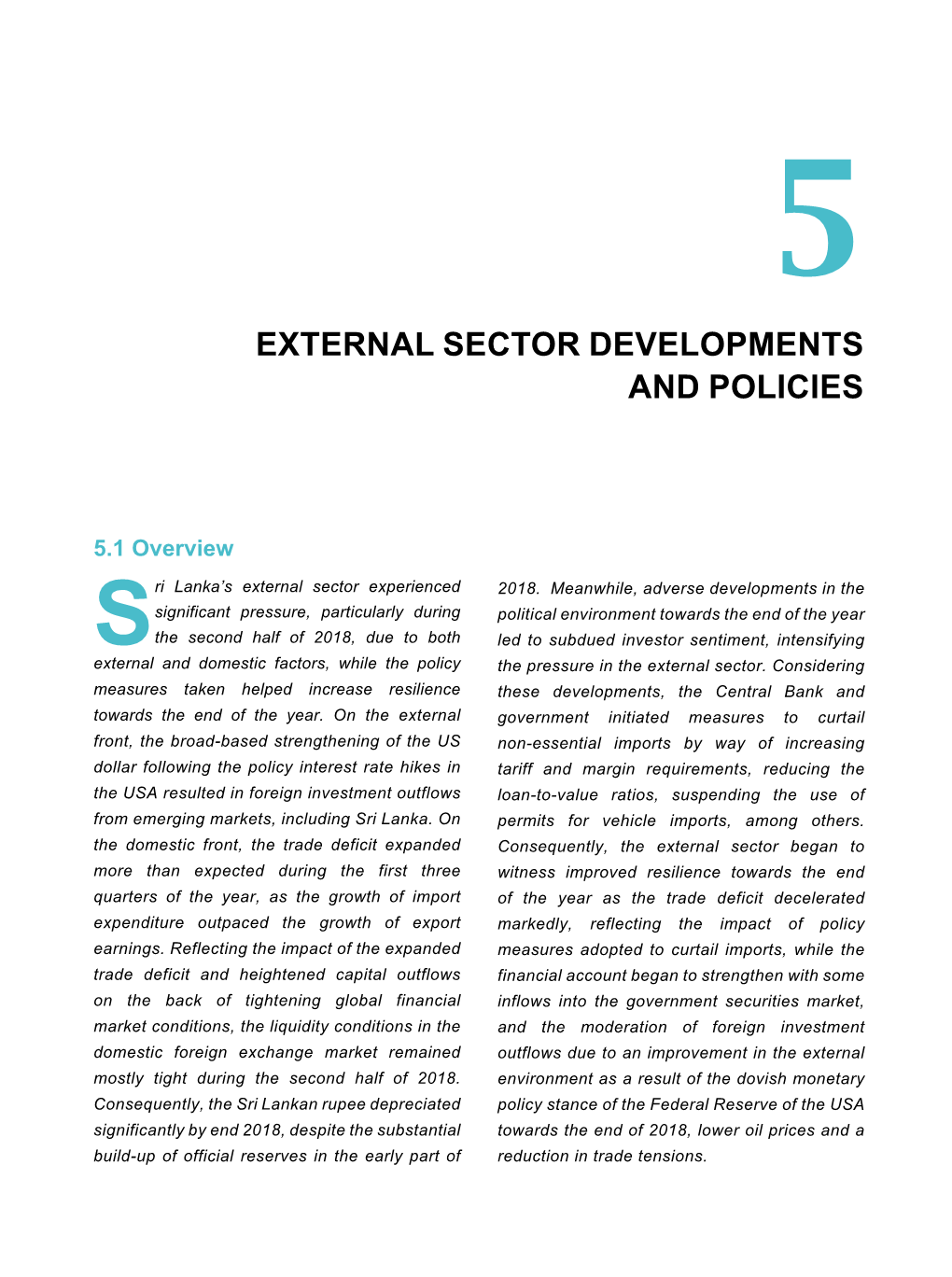 External Sector Developments and Policies