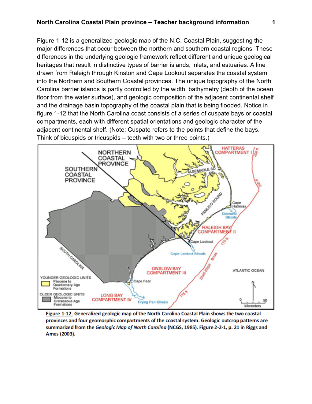 North Carolina Coastal Plain Province – Teacher Background Information 1