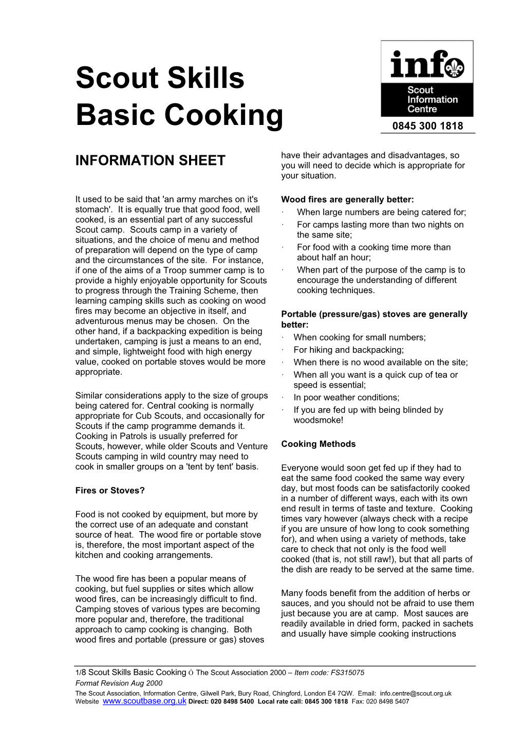 Basic Cooking 0845 300 1818