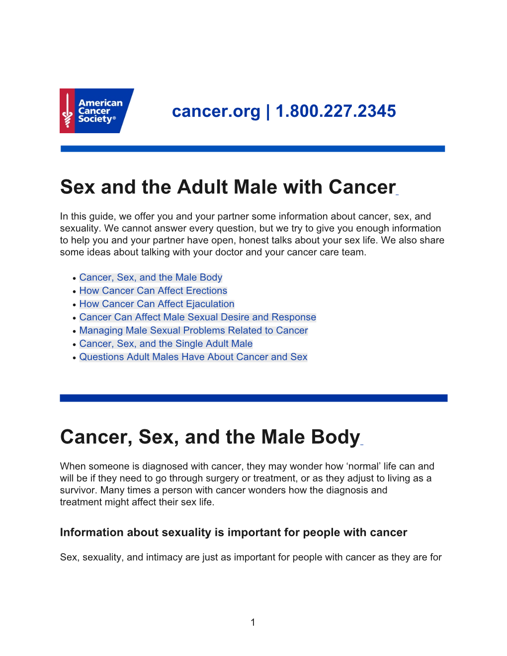 Cancer, Sex, and the Male Body