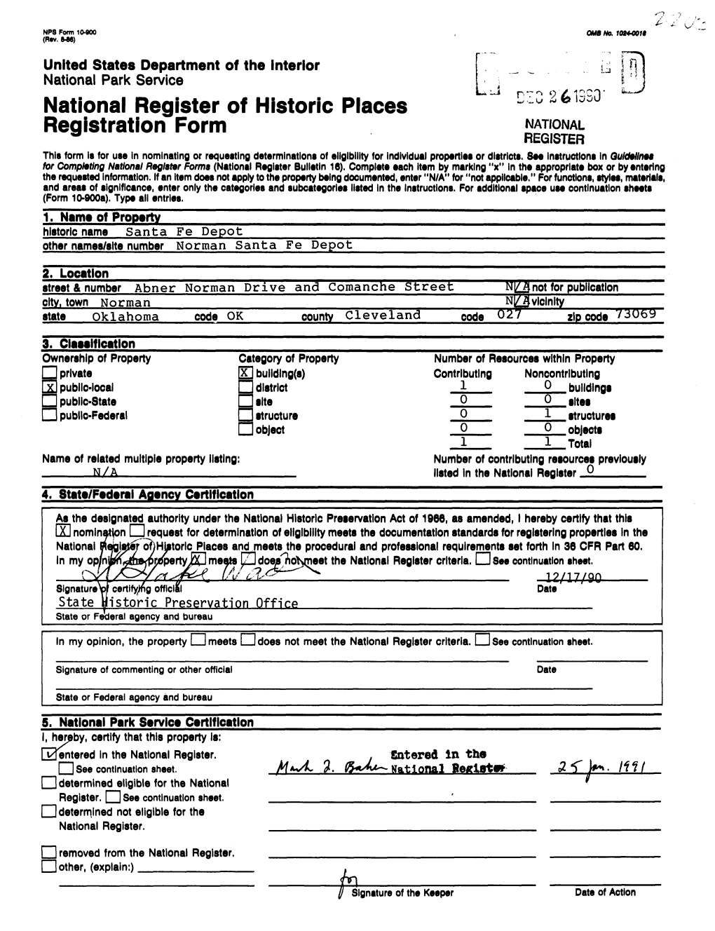 National Register of Historic Places Continuation Sheet