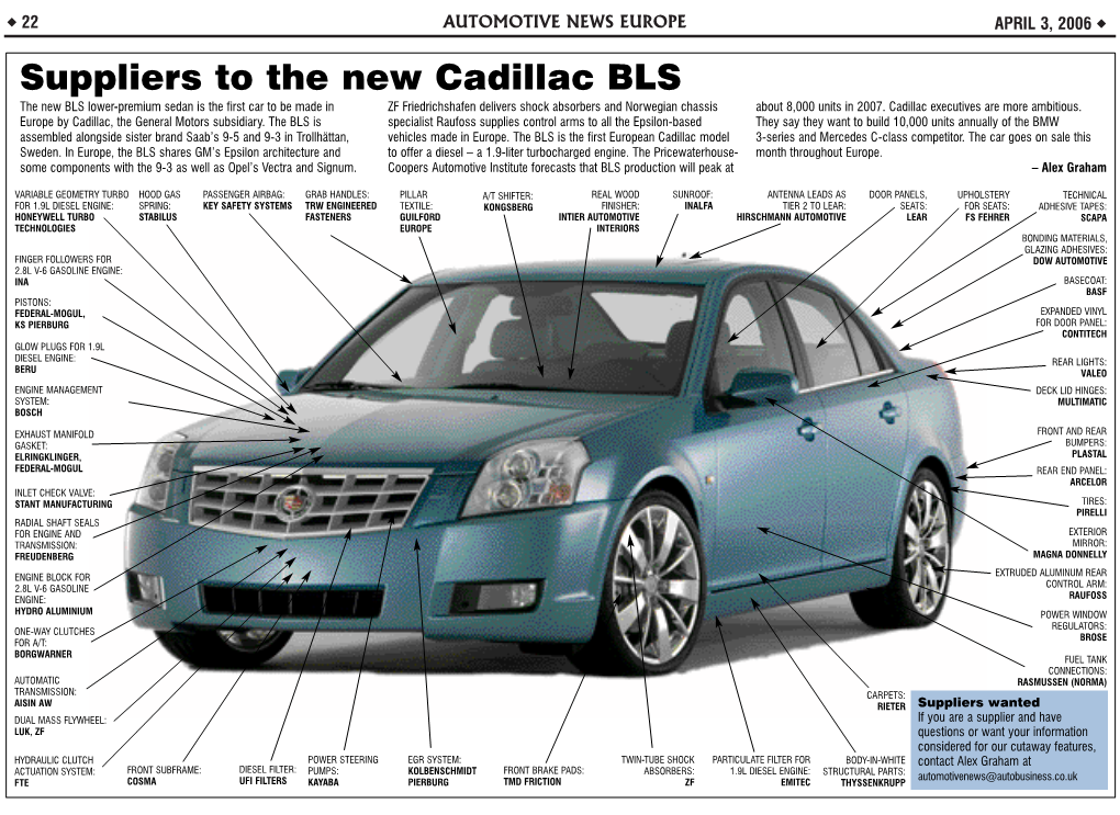 Suppliers to the New Cadillac