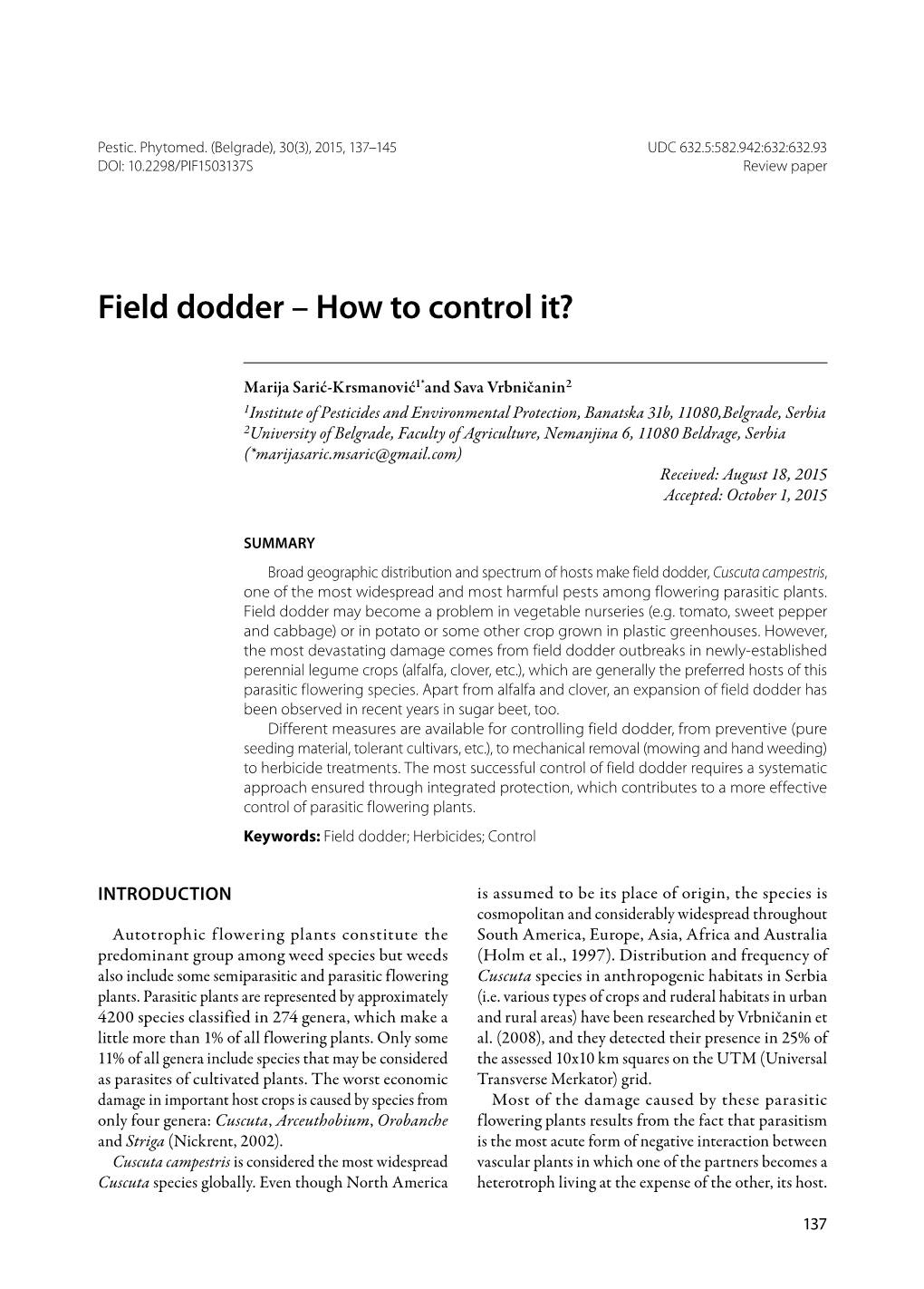 Field Dodder – How to Control It?