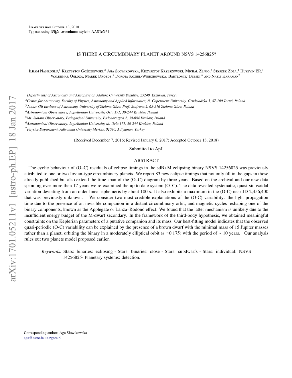 Is There a Circumbinary Planet Around Nsvs 14256825?