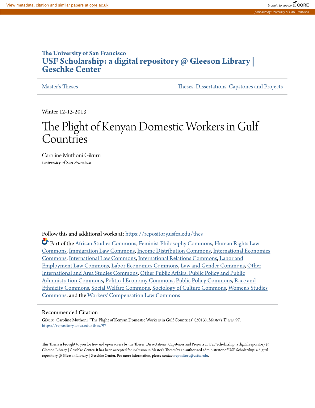 The Plight of Kenyan Domestic Workers in Gulf Countries