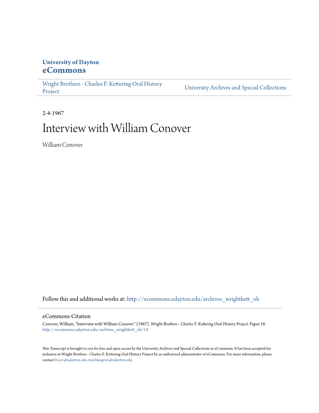 Interview with William Conover William Conover