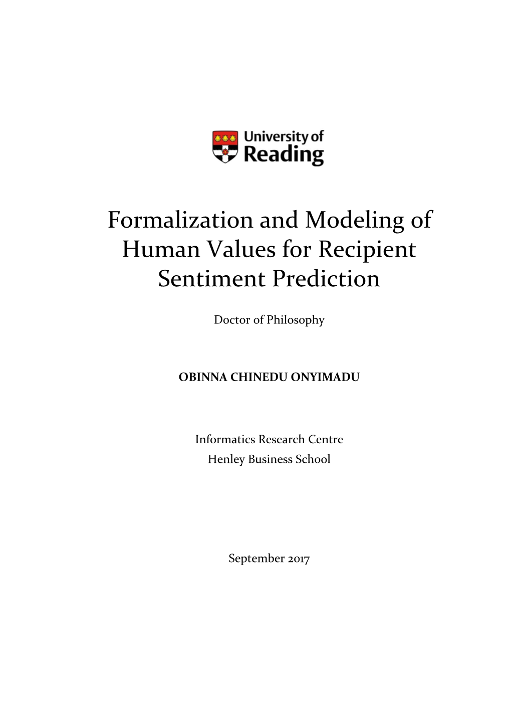 Formalization and Modeling of Human Values for Recipient Sentiment Prediction