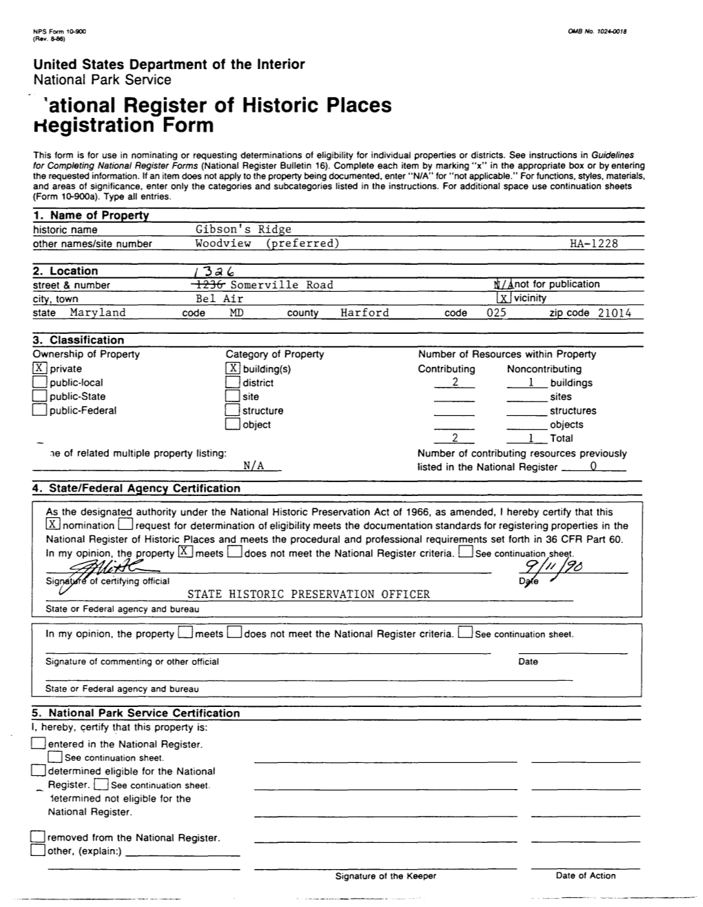 Register of Historic Places Continuation Sheet Woodview HA-1228 Harford County, Maryland Section Number __7__ Page __7