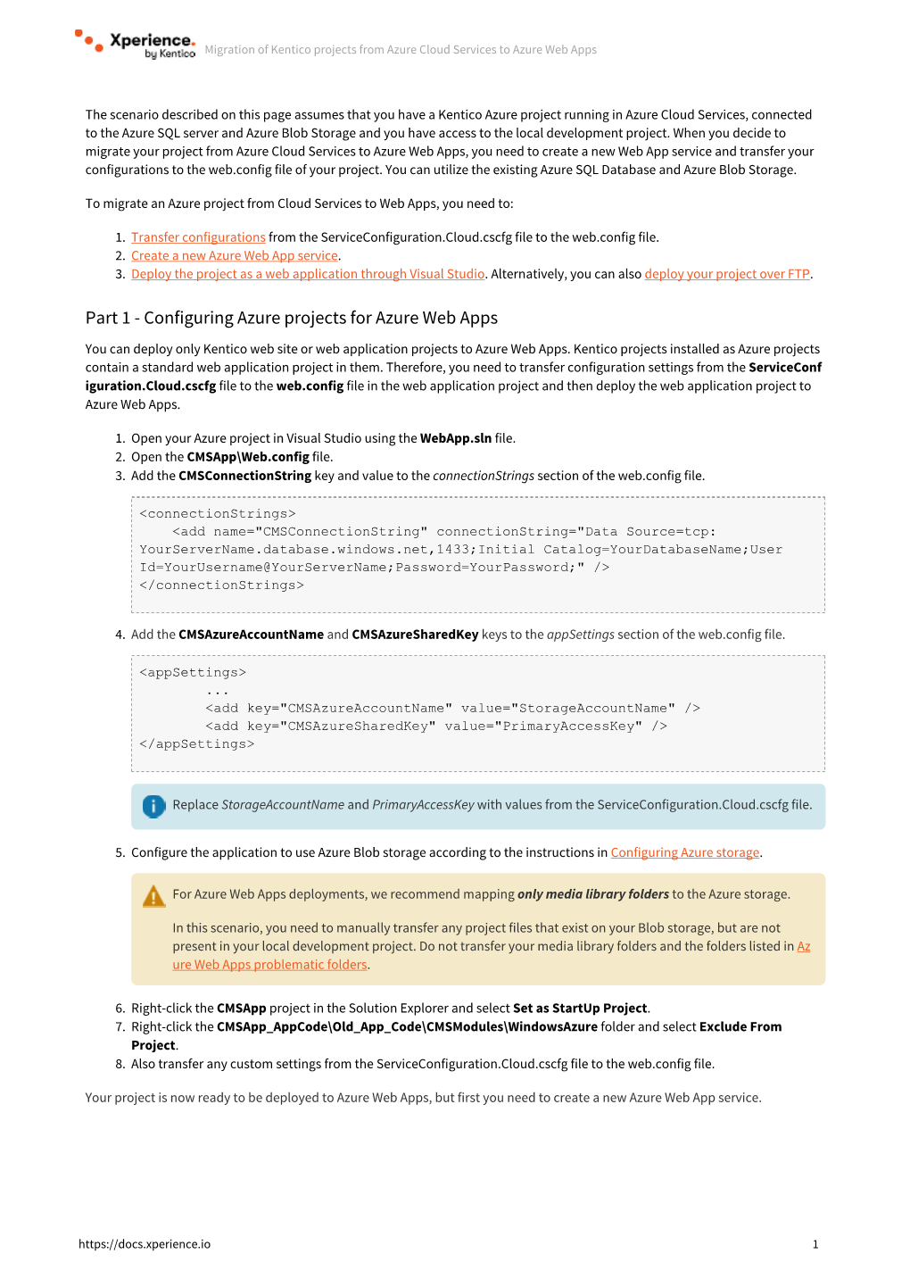 Part 1 - Configuring Azure Projects for Azure Web Apps