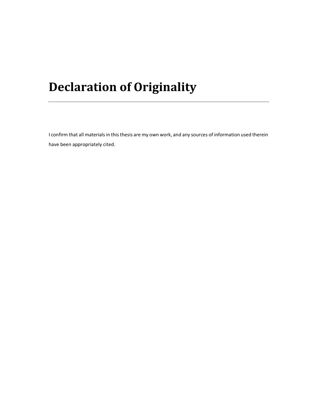 Declaration of Originality