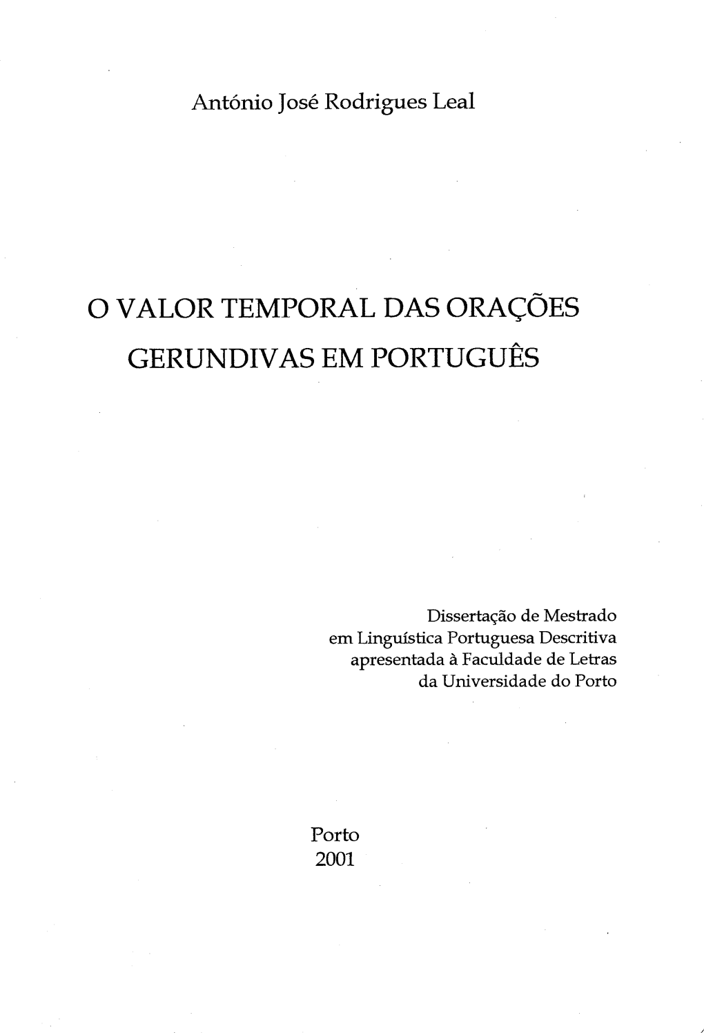 O Valor Temporal Das Orações Gerundivas Em Português