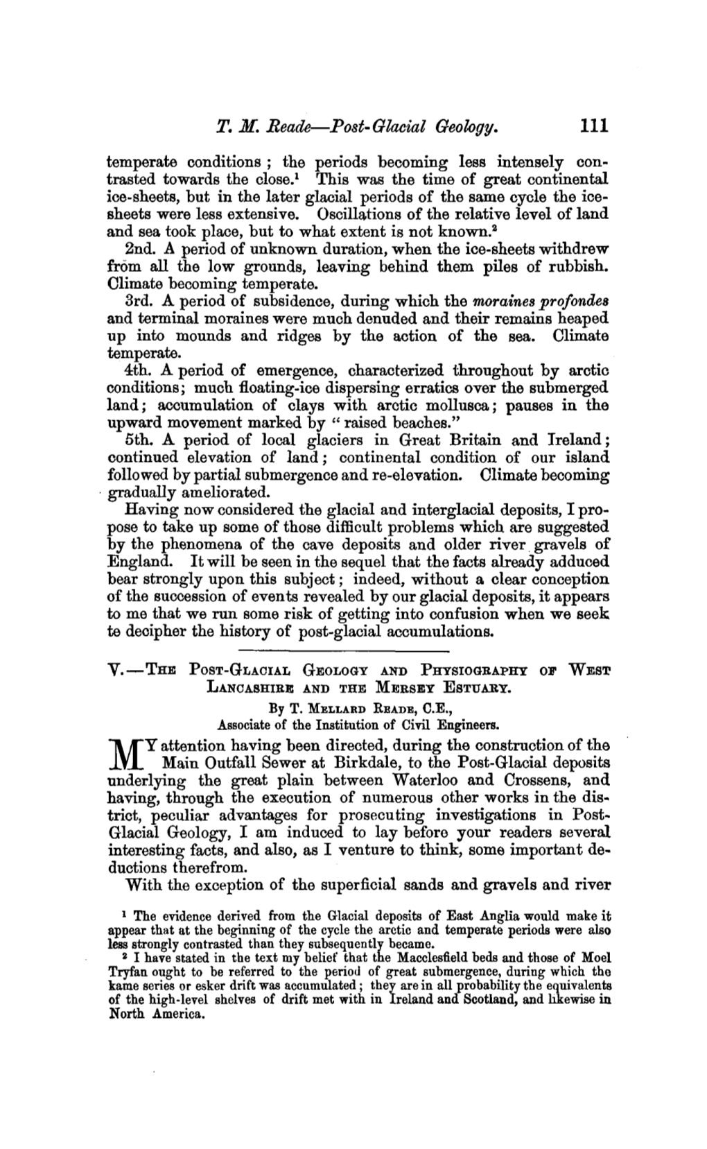 The Post-Glacial Geology and Physiography of West Lancashire and the Mersey Estuary