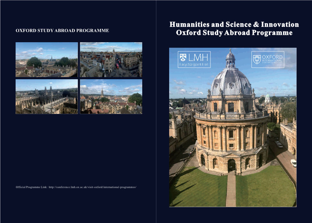 Humanities and Science & Innovation Oxford Study Abroad Programme Humanities and Science & Innovation Oxford Study Abroa