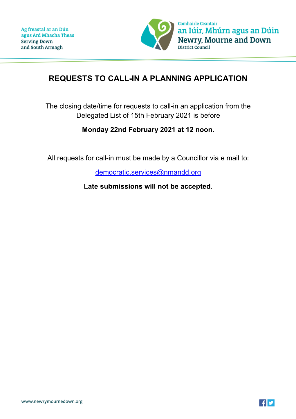 Requests to Call-In a Planning Application