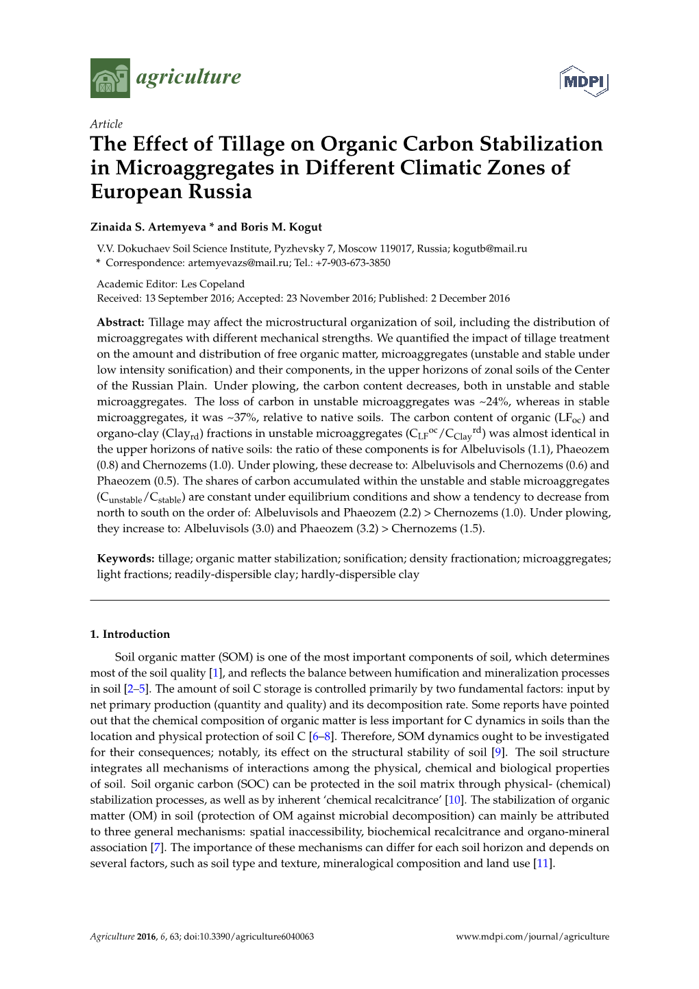 The Effect of Tillage on Organic Carbon Stabilization in Microaggregates in Different Climatic Zones of European Russia