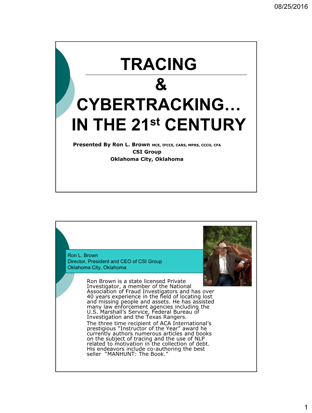 Tracing & Cybertracking…