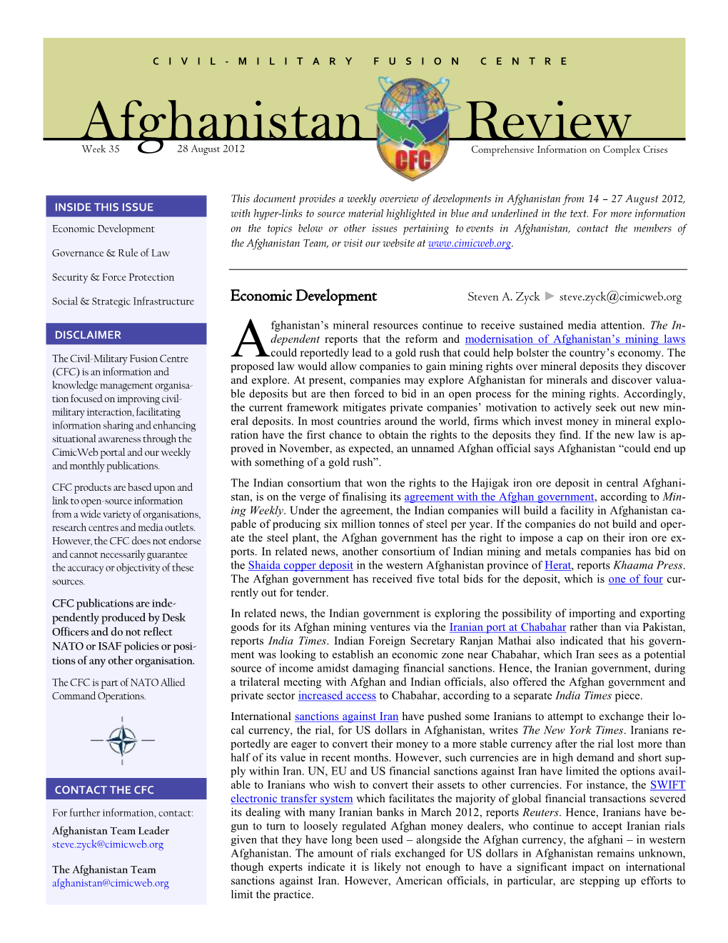 Afghanistan Review, 28 August 2012