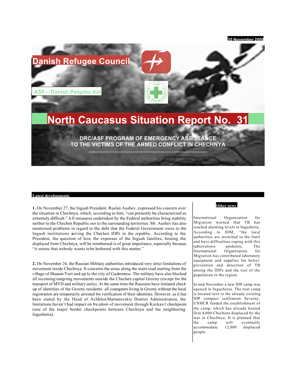 North Caucasus Situation Report No. 31