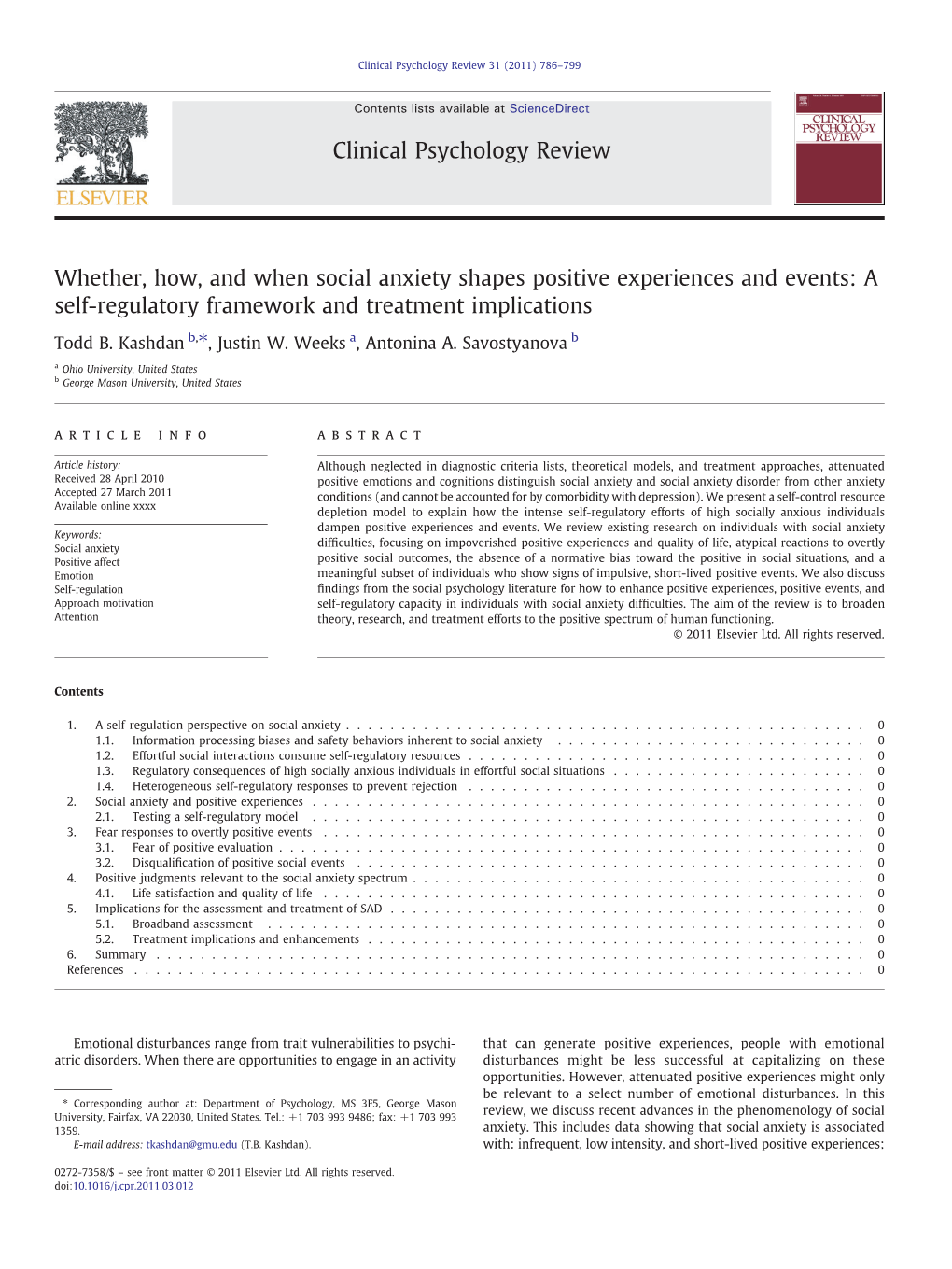 Whether, How, and When Social Anxiety Shapes Positive Experiences and Events: a Self-Regulatory Framework and Treatment Implications