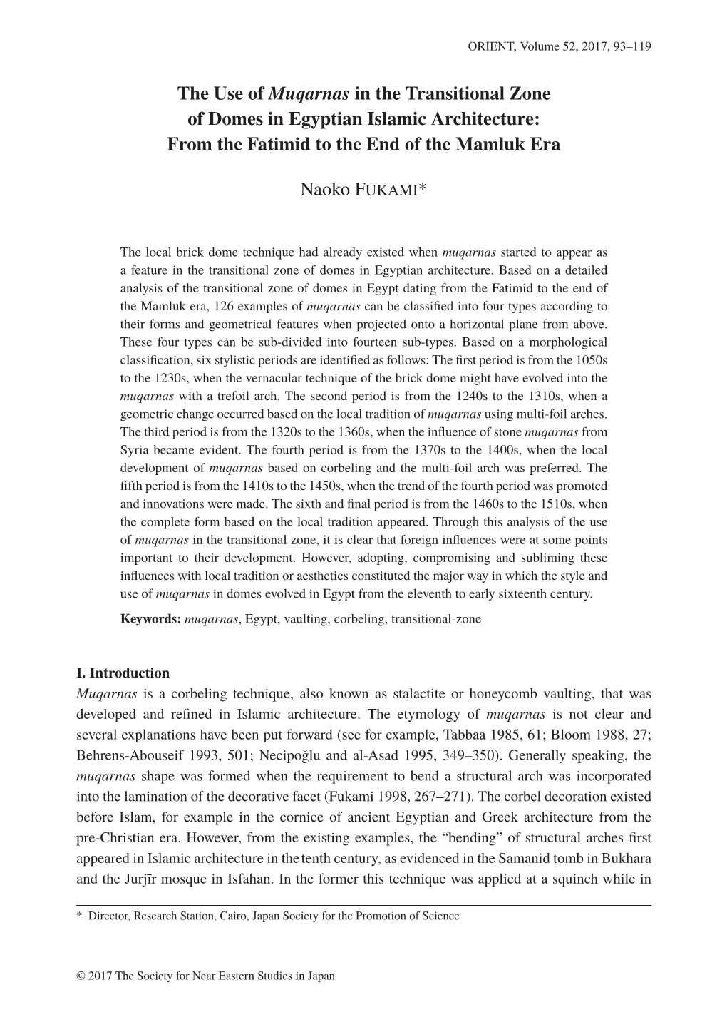 The Use of Muqarnas in the Transitional Zone of Domes in Egyptian Islamic Architecture: from the Fatimid to the End of the Mamluk Era