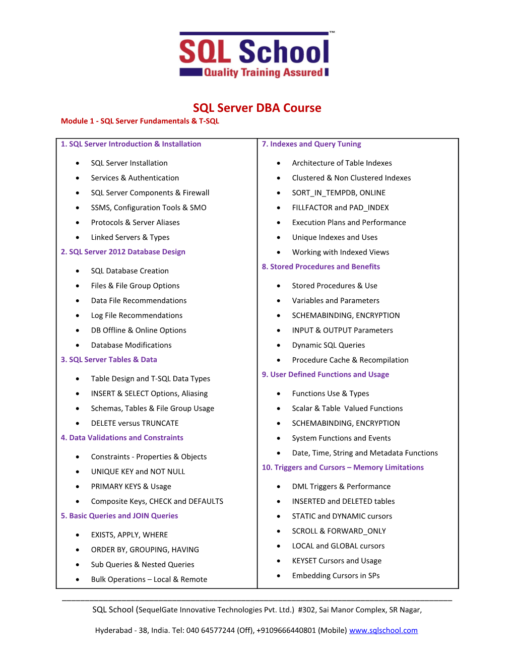 Module 1 - SQL Server Fundamentals & T-SQL