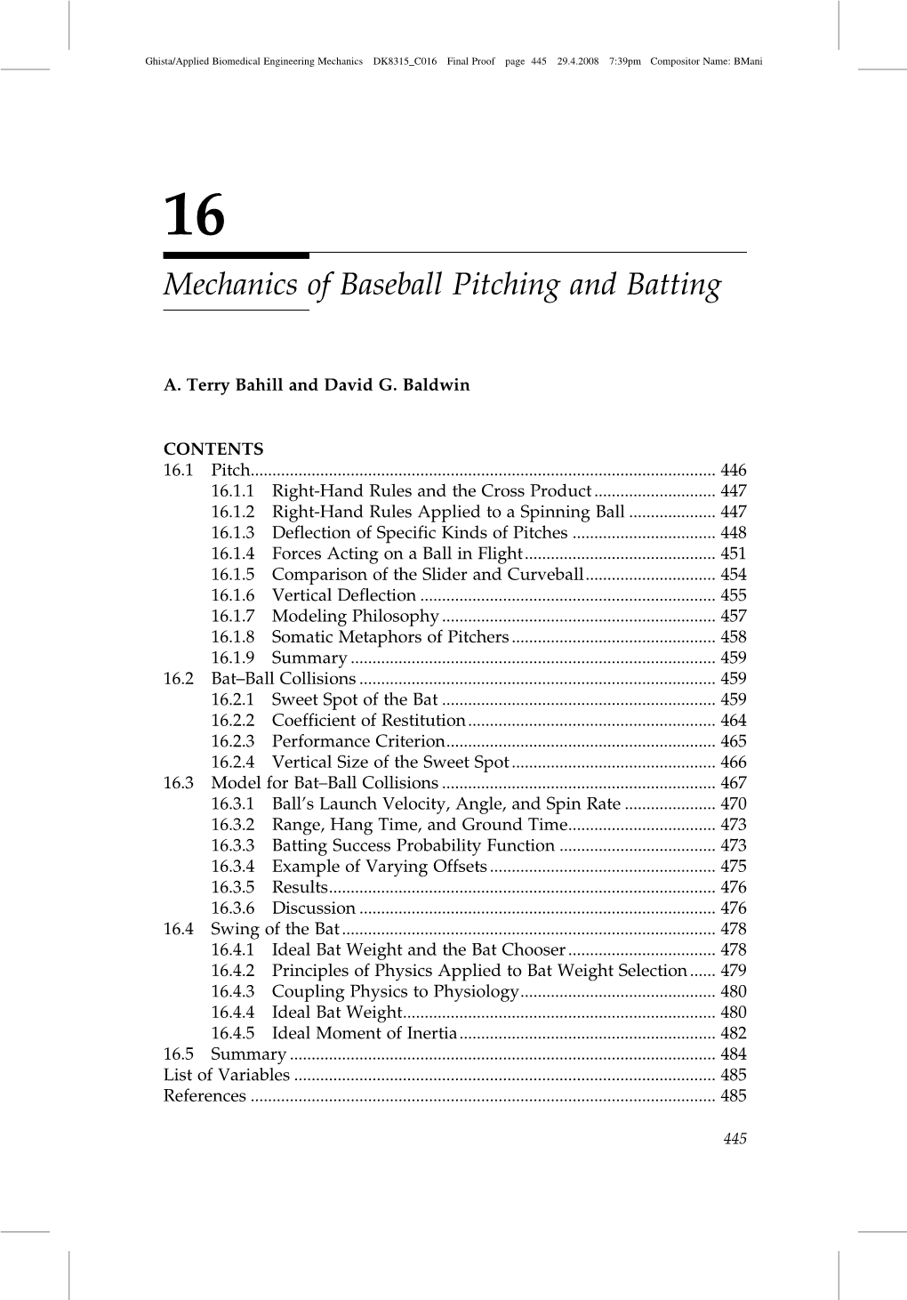 Mechanics of Baseball Pitching and Batting