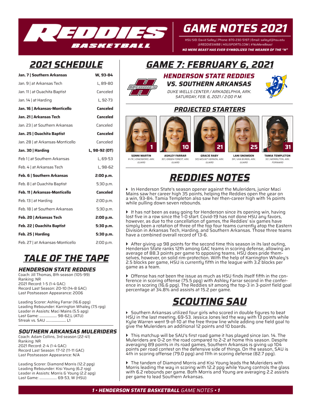Game Notes 2021