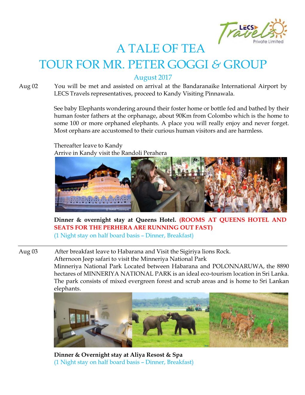 A Tale of Tea Tour for Mr. Peter Goggi & Group