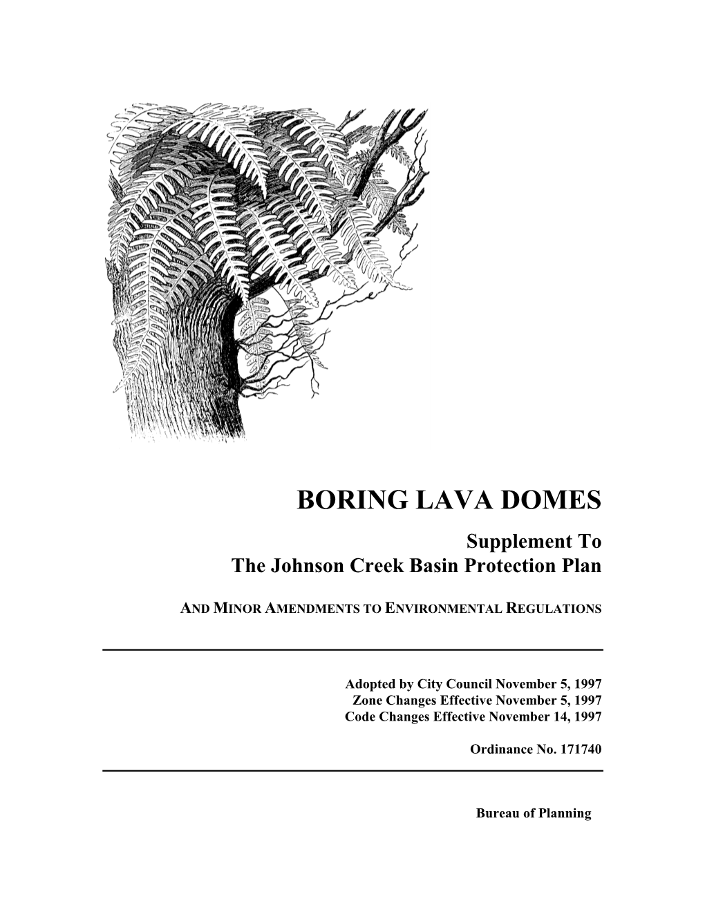 BORING LAVA DOMES Supplement to the Johnson Creek Basin Protection Plan