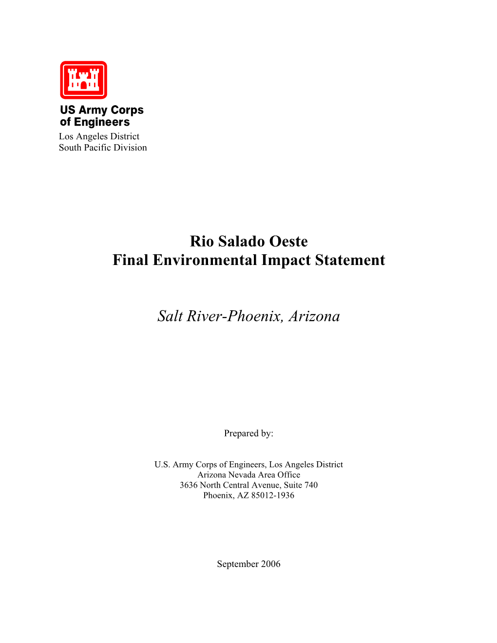 Rio Salado Oeste Final Environmental Impact Statement Salt River