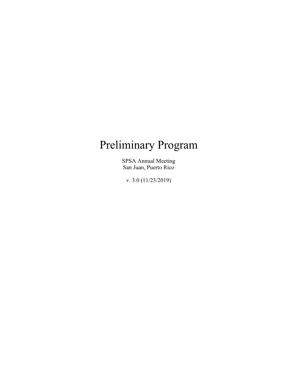 Preliminary Program