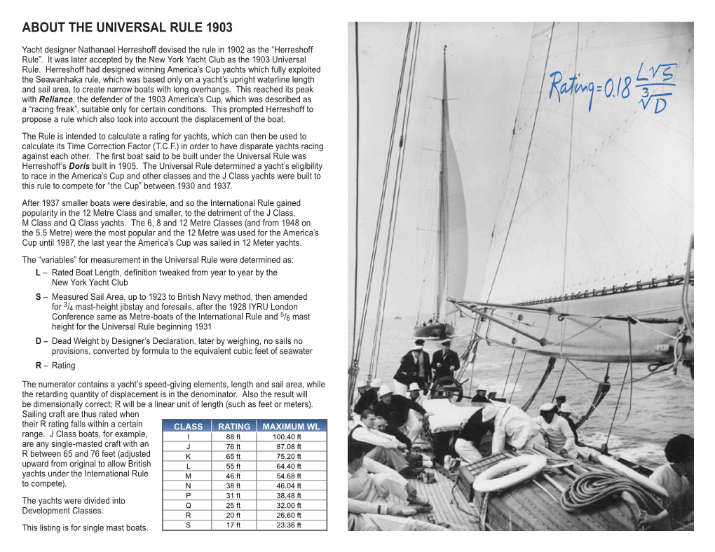 About the Universal Rule 1903