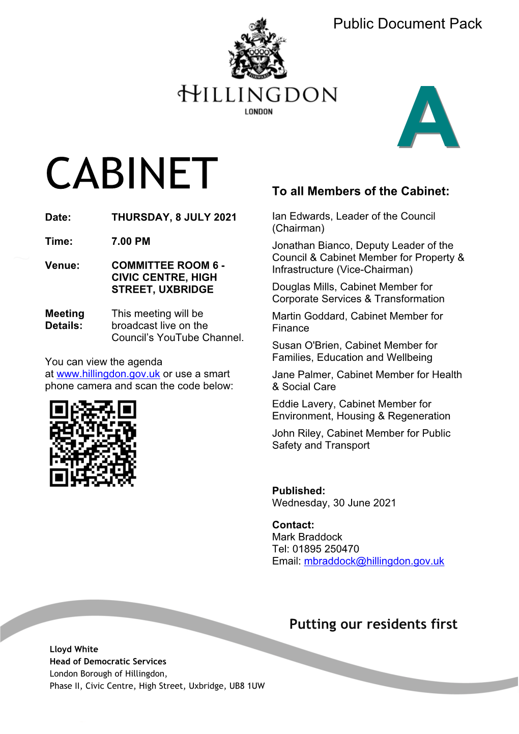 (Public Pack)Agenda Document for CABINET, 08/07/2021 19:00