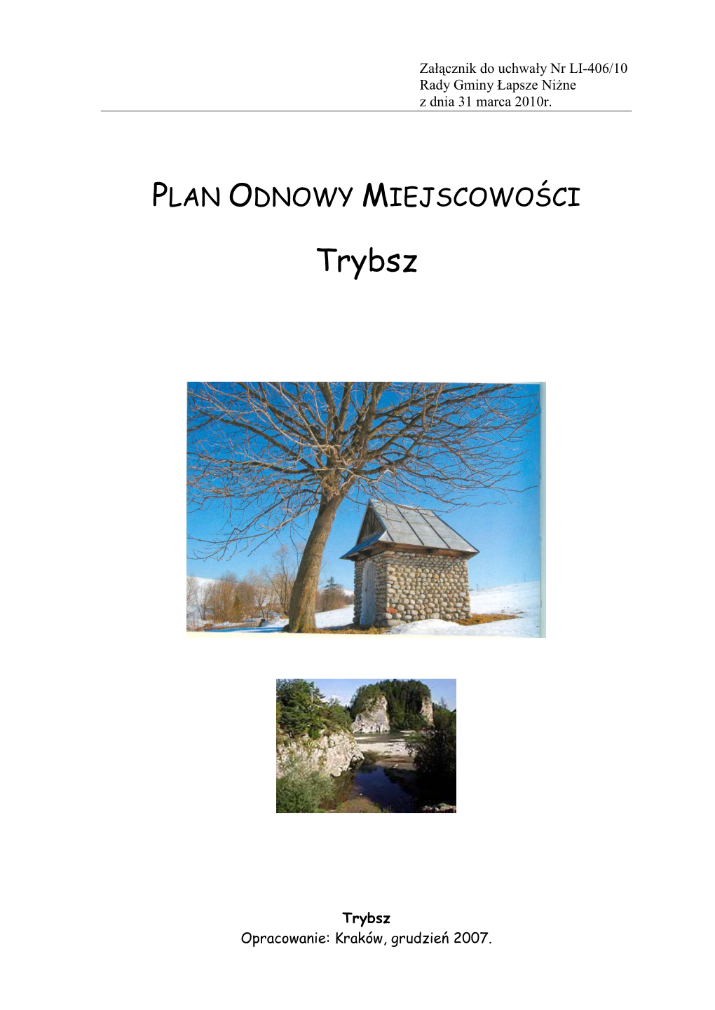 PLAN ODNOWY MIEJSCOWOŚCI Trybsz