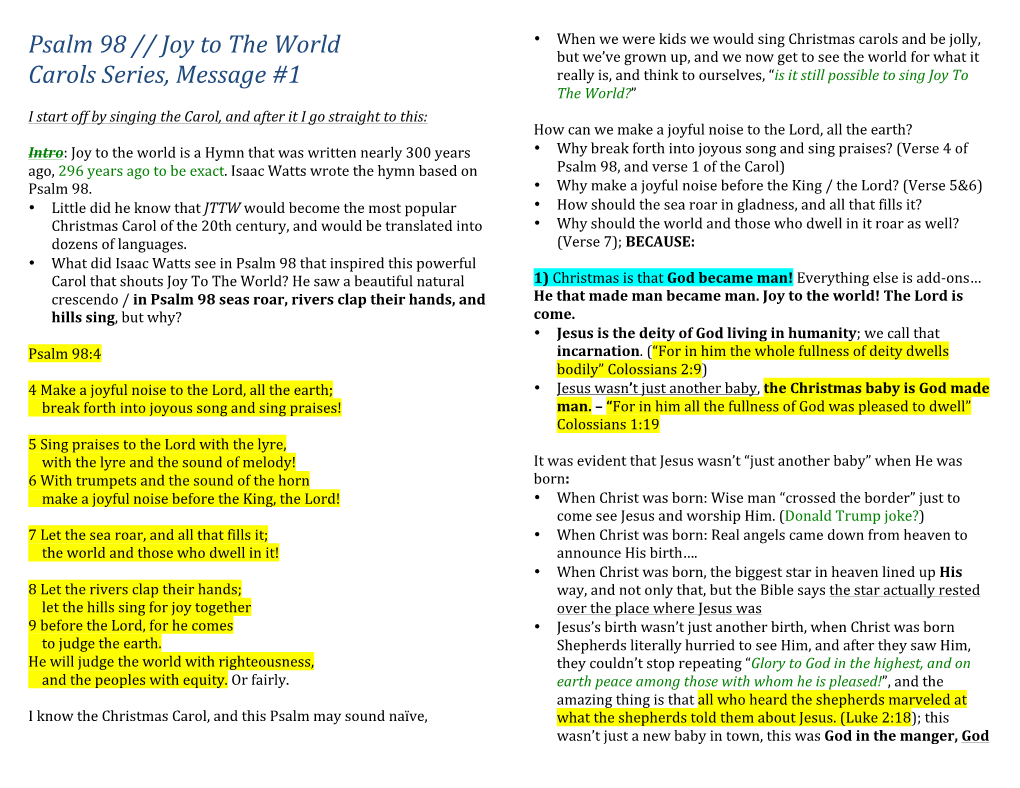 Psalm 98 // Joy to the World Carols Series, Message #1