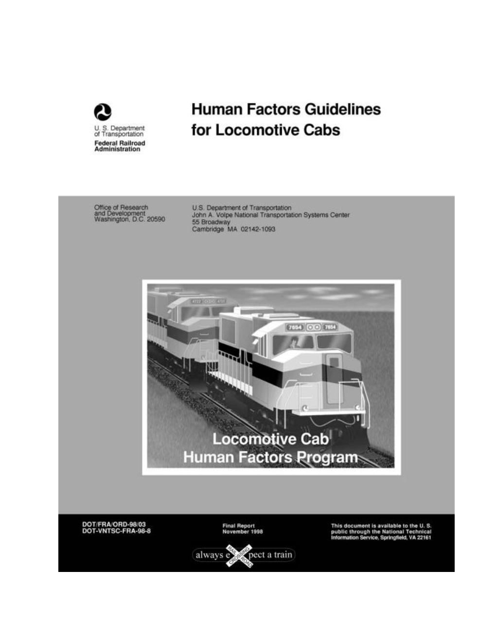 Human Factors Guidelines for Locomotive Cabs RR928/R9228 6