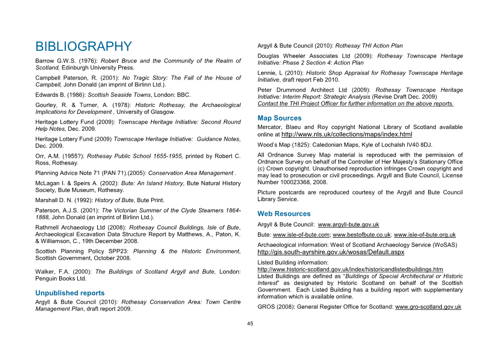 BIBLIOGRAPHY Douglas Wheeler Associates Ltd (2009): Rothesay Townscape Heritage Barrow G.W.S