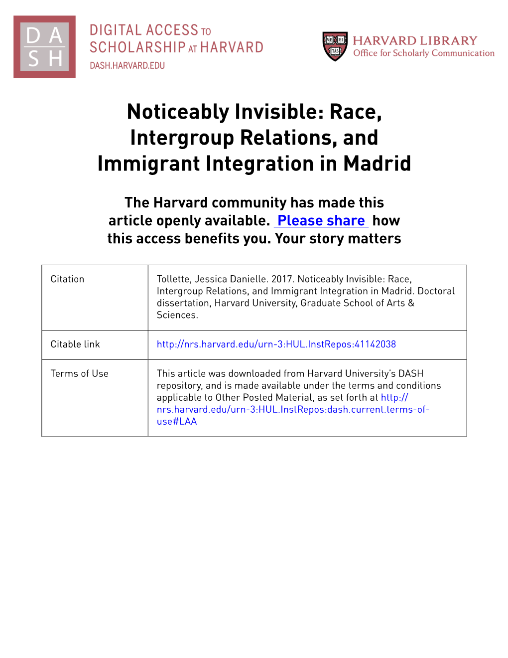 Race, Intergroup Relations, and Immigrant Integration in Madrid