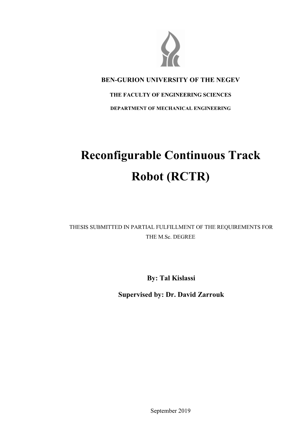 Reconfigurable Continuous Track Robot (RCTR)