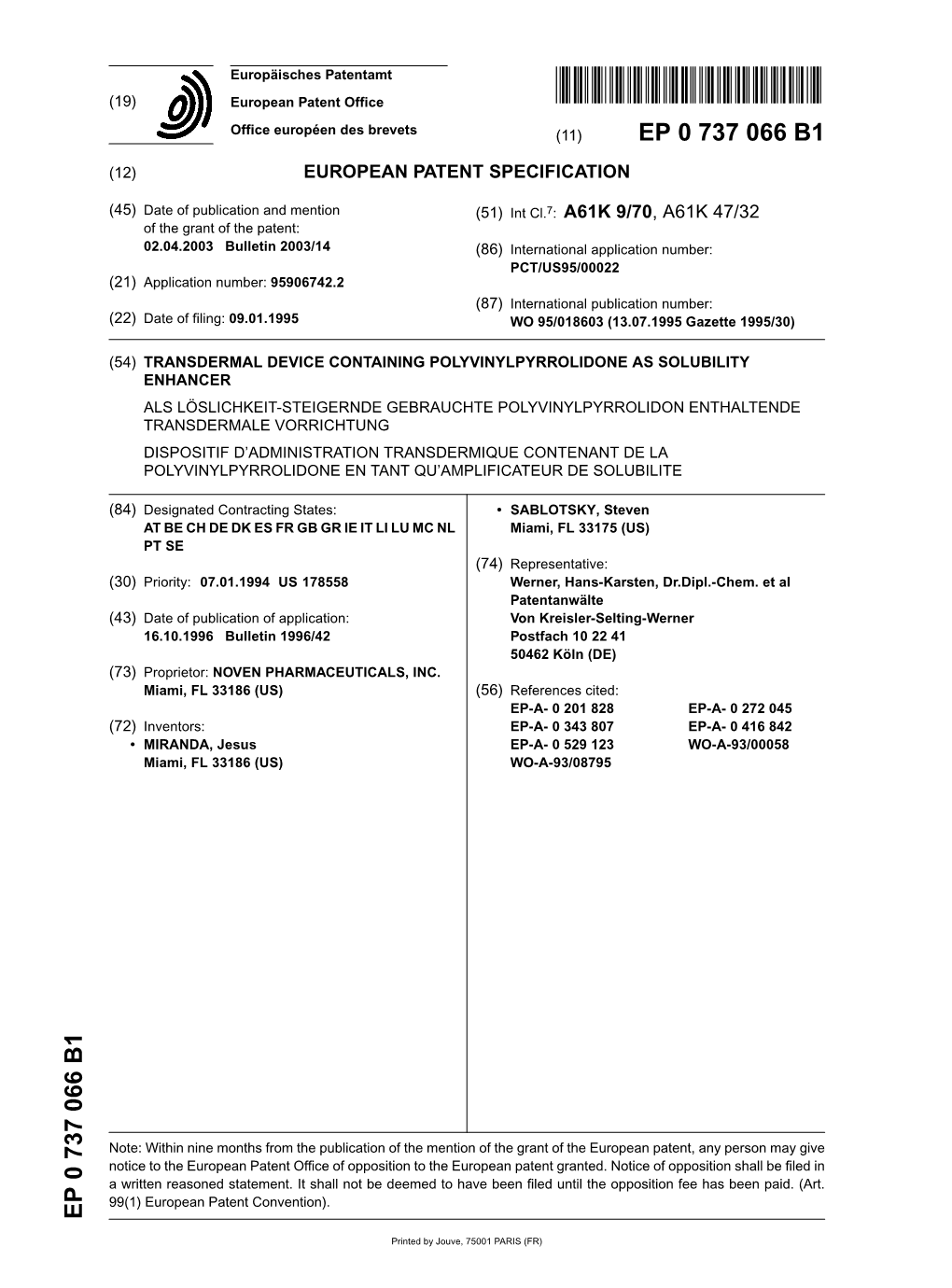 Transdermal Device Containing