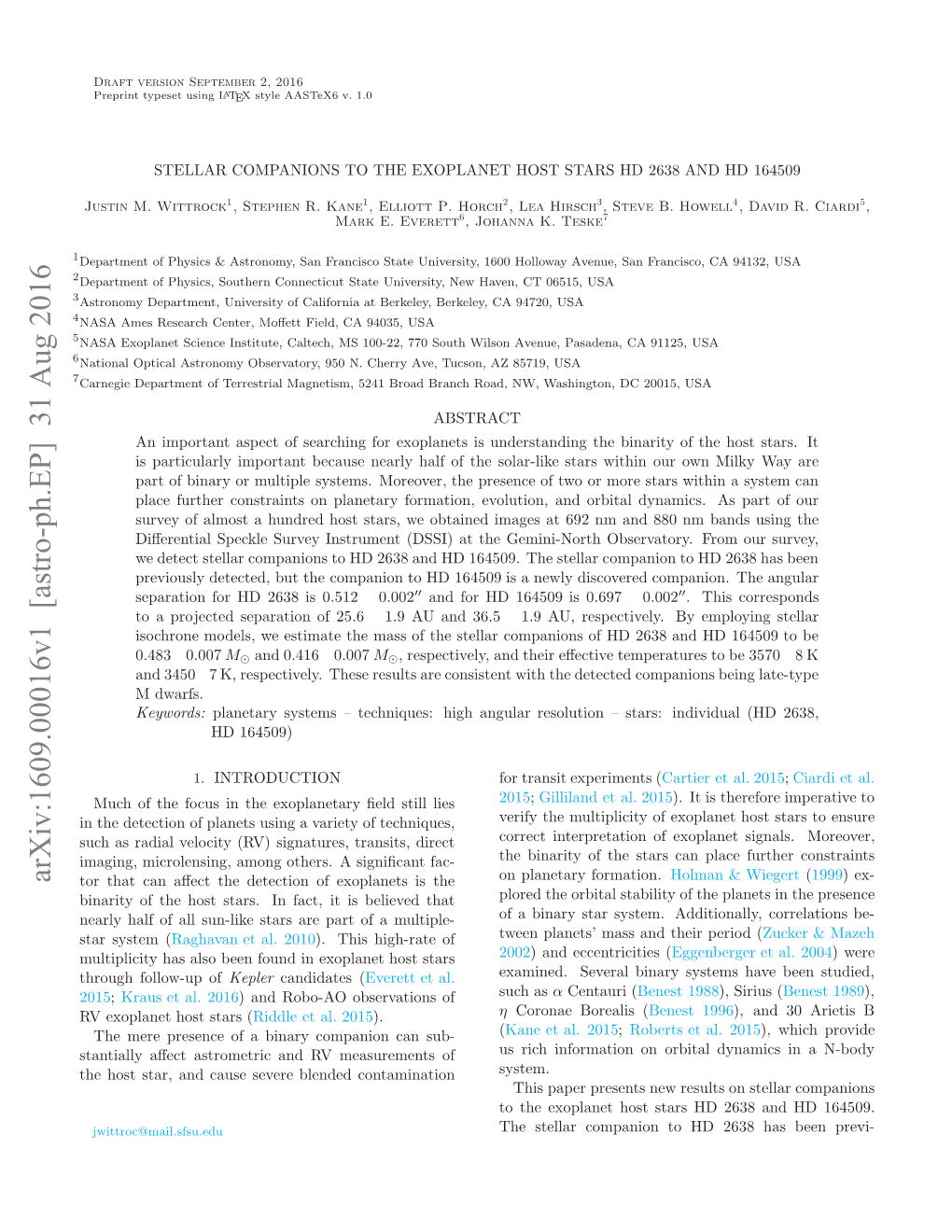 Stellar Companions to the Exoplanet Host Stars HD 2638 and HD 164509