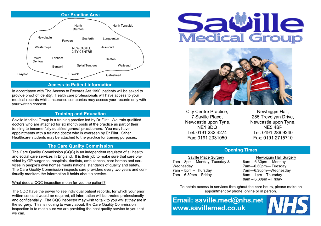 Email: Saville.Med@Nhs.Net