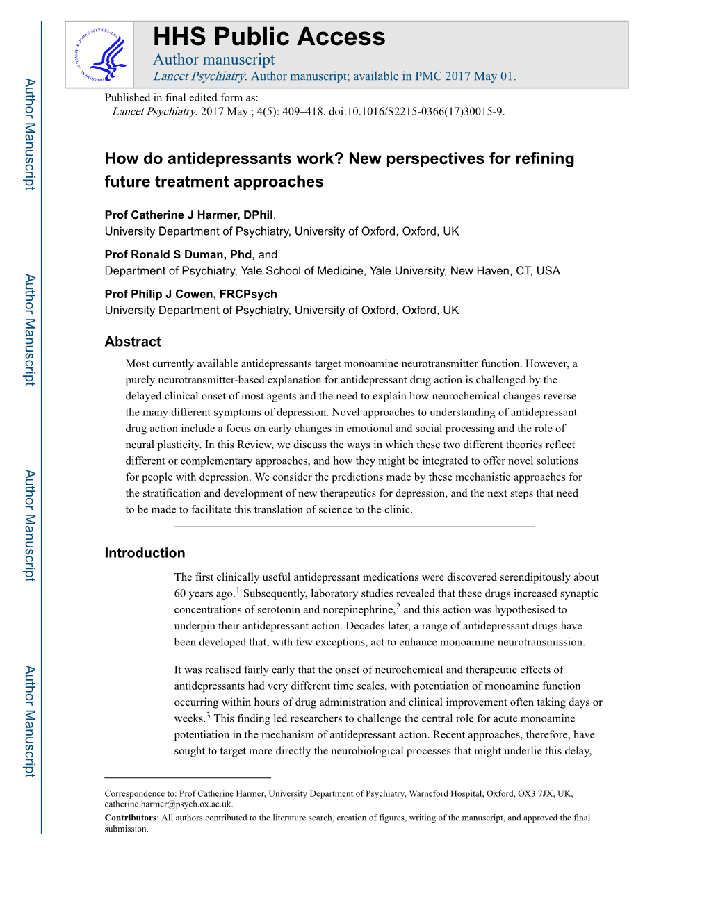 How Do Antidepressants Work? New Perspectives for Refining Future Treatment Approaches