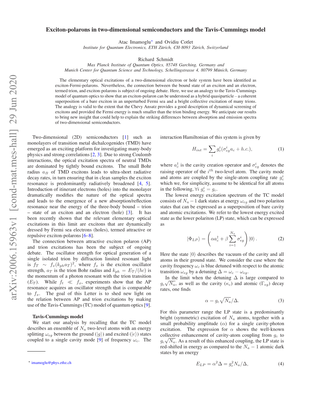 Arxiv:2006.15963V1 [Cond-Mat.Mes-Hall] 29 Jun 2020