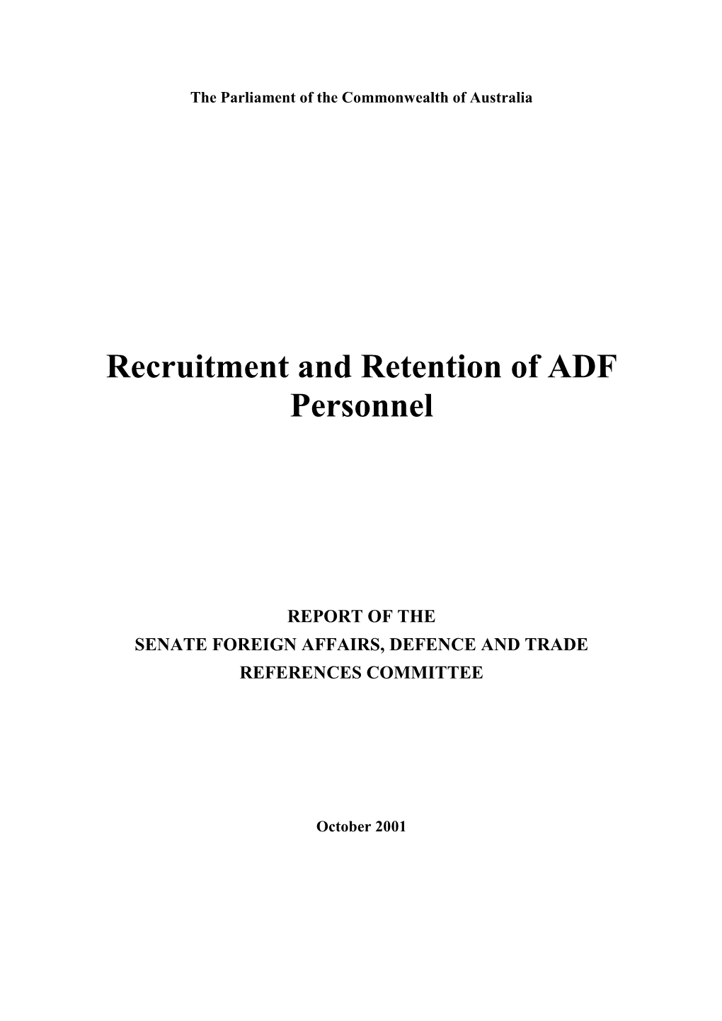 Report of the Senate Foreign Affairs, Defence and Trade References Committee