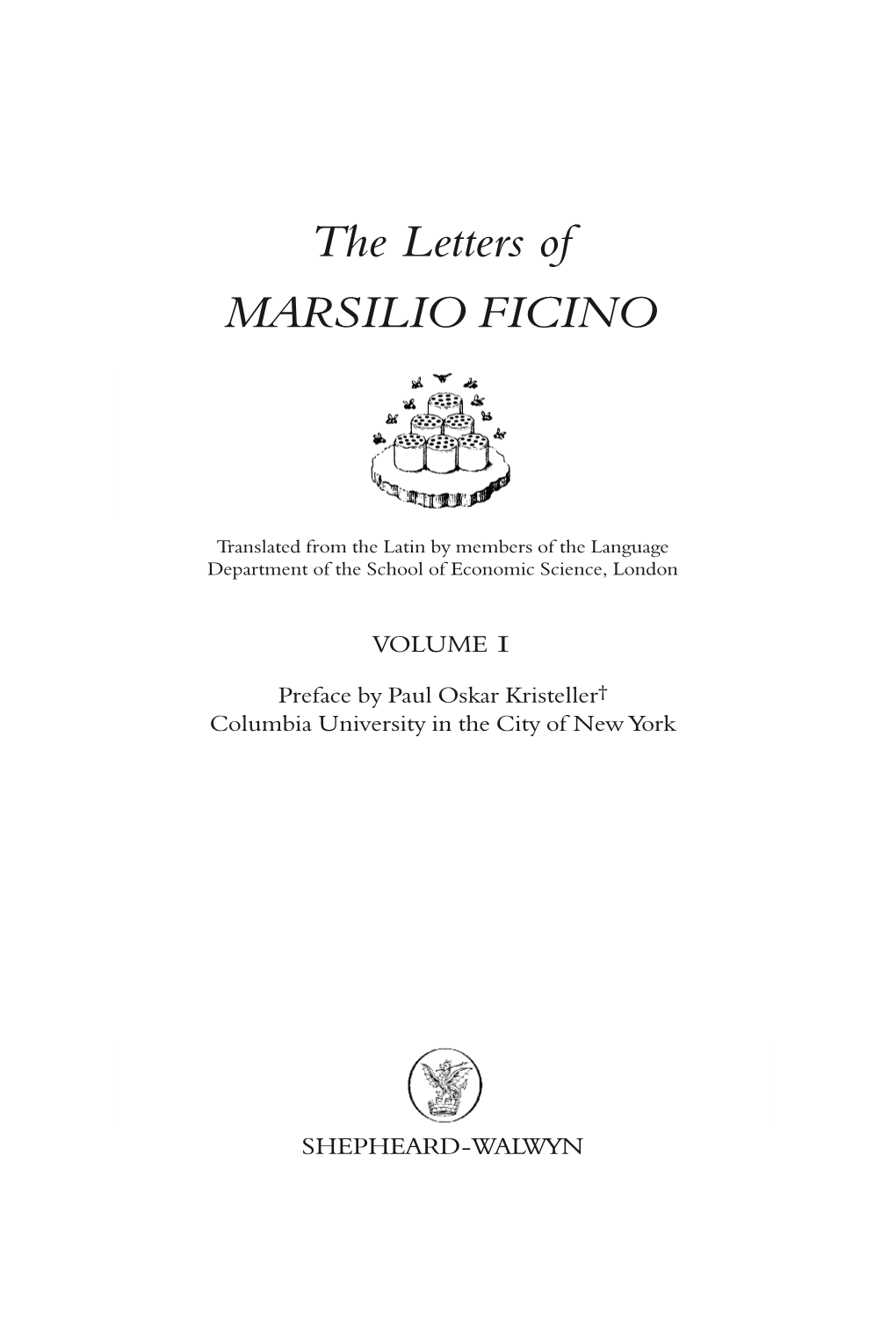 The Letters of Marsilio Ficino 1